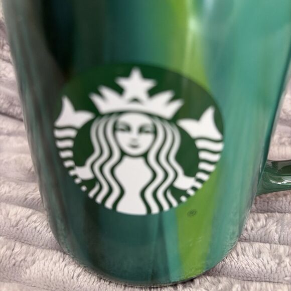 Starbucks Coffee Mug Cup 15 Oz 2022 Green Variegated Multi Shade Design Gift - Picture 9 of 11